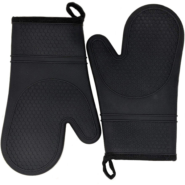 24 Black Quilted Canvas Oven Mitts, 450 Degree Heat Resistance, Sold By  Pair